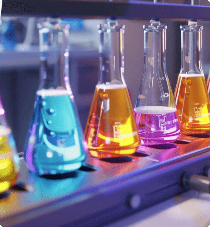 Colorful laboratory flasks